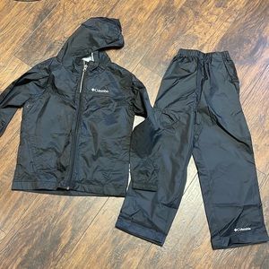 Black extra small child’s Columbia rain suit